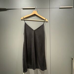 Black Shiny Spaghetti Strap Mini Dress